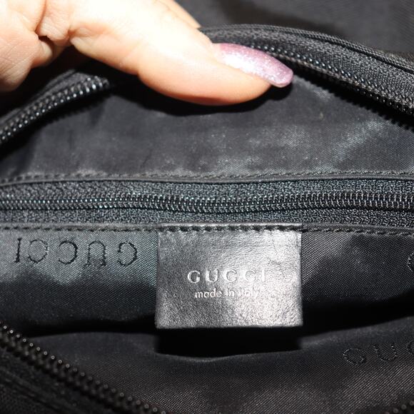 Vintage Gucci Nylon Bamboo Handle Black Shoulder Bag Italy Made Style 000.0582 - Picture 9 of 10